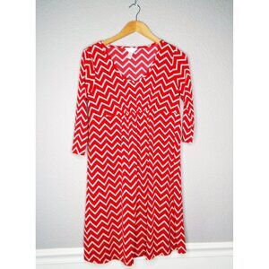 Three Seasons Maternity Dress Red & Tan Chevron Pattern Size M Medium